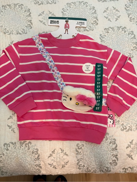 Sanrio Other - Hello Kitty Toddler Girls Sweatshirt and
Short Set Size 5T Pink Striped NWT